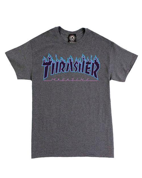 THRASHER T-SHIRT MEN PURPLE FLAME