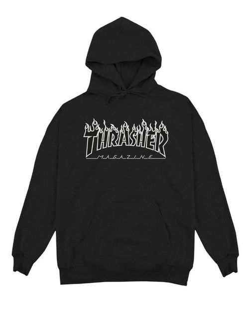 THRASHER HOODIE MEN BLACK FLAME