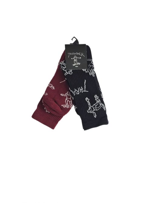 TH SOCKS THRASHER GONZO STICK NEGRO/BORDO