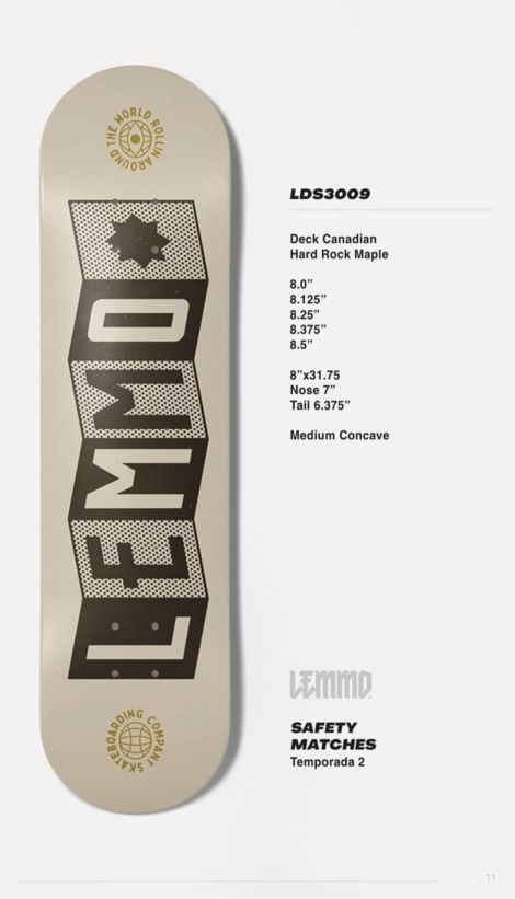 LEMMO DECK CANADIAN MAPLE LOGO NEGRO/BLANCO 8.375