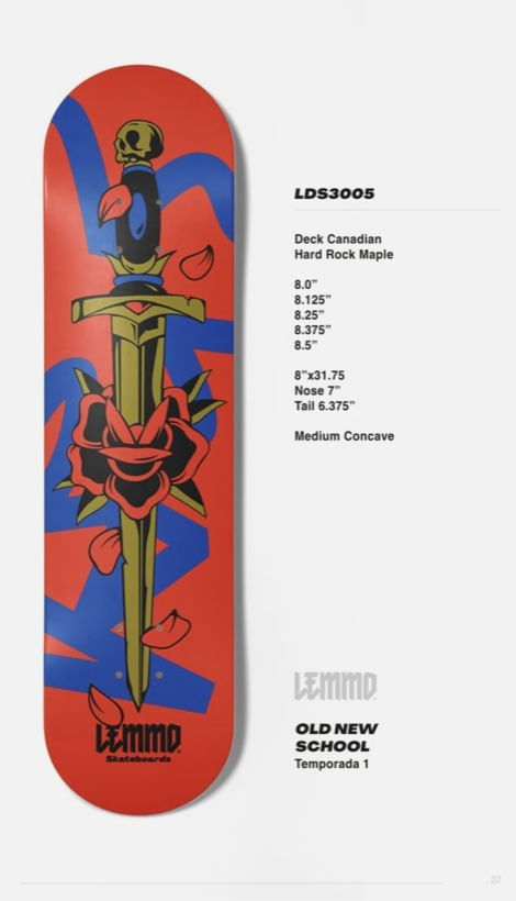 LEMMO DECK CANADIAN MAPLE ESPADA AZUL/ROJO 8.375"