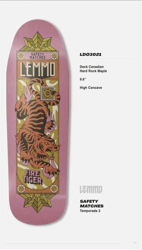 LEMMO DECK OLD SCHOOL FIRE TIGER ROSA 9.6"