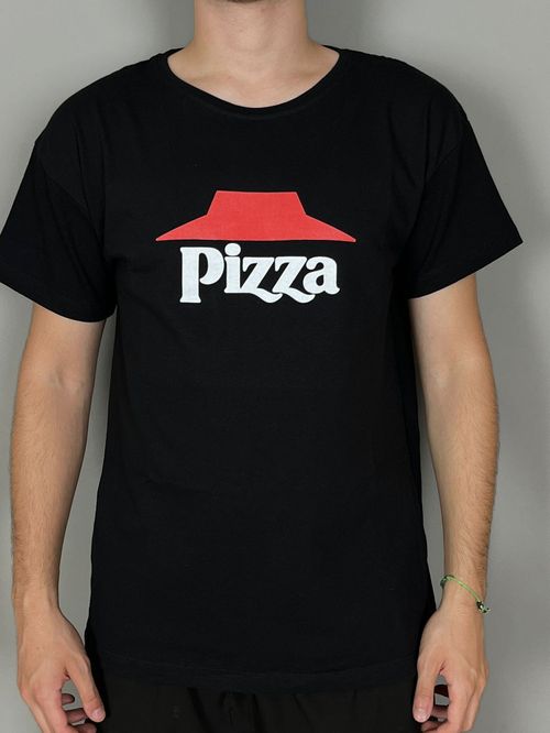PIZZA T-SHIRT MEN HUT NEGRO LARGE